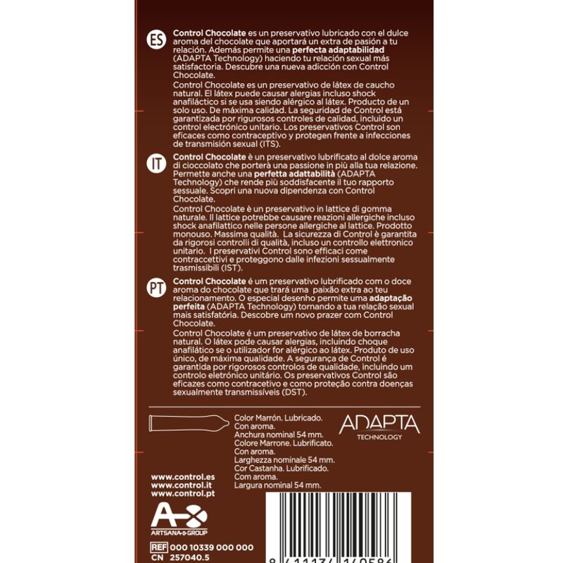 CONTROL - ADAPTA CHOCOLATE CONDOMS 12 UNITS - Amore24