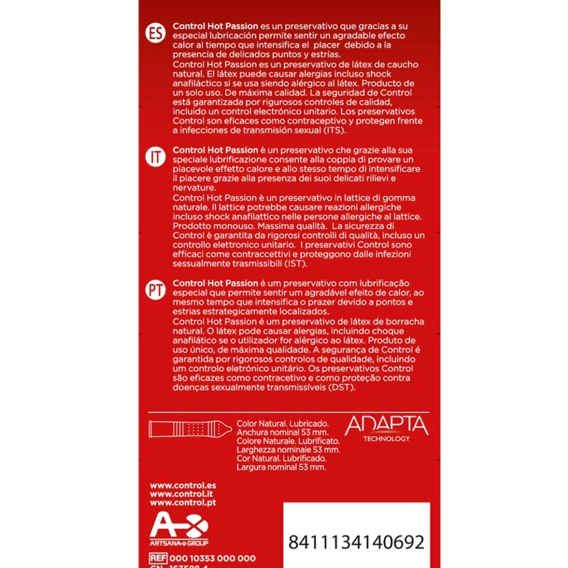 CONTROL - HOT PASSION WARMING EFFECT 10 UNITS - Amore24
