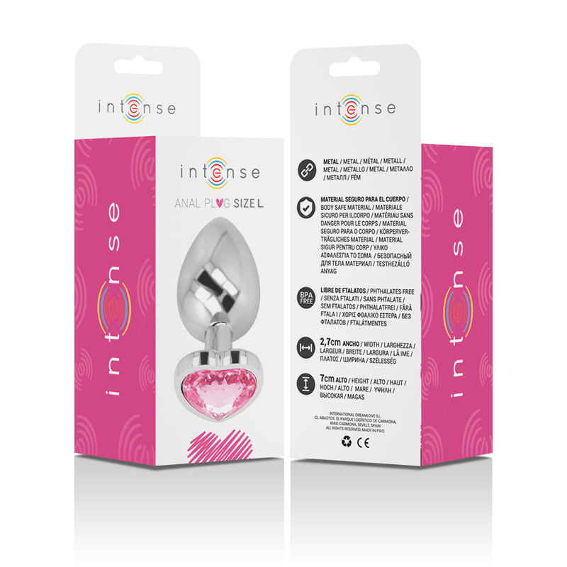 INTENSE - ALUMINUM METAL ANAL PLUG PINK HEART SIZE L - Amore24