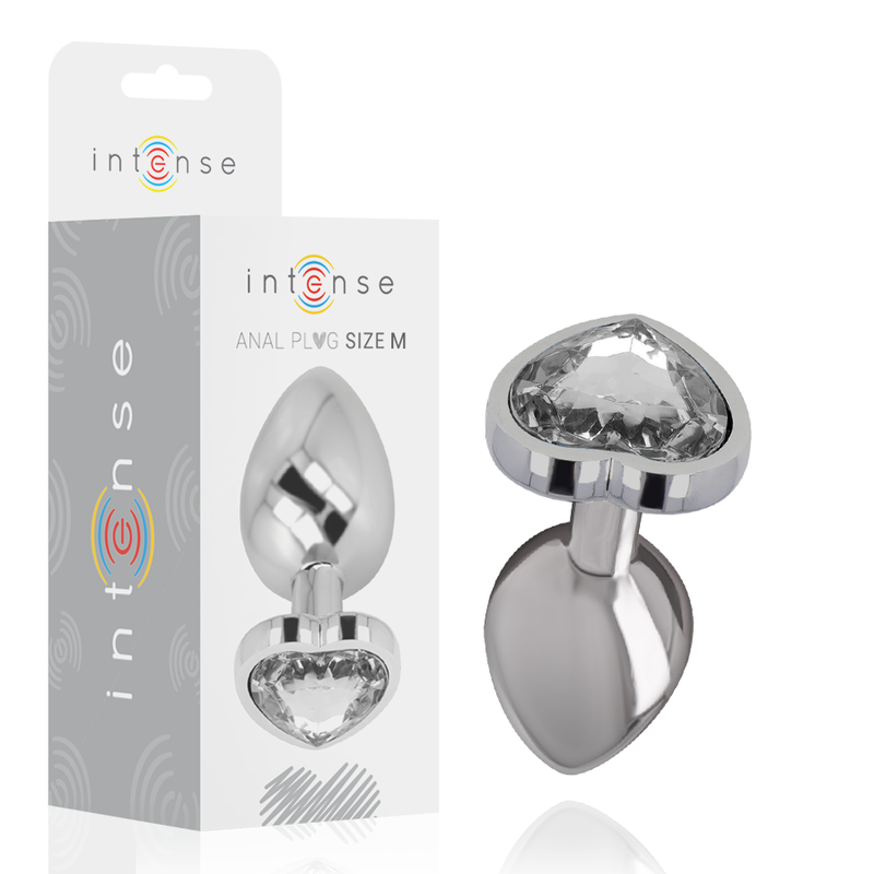 INTENSE - ALUMINUM METAL ANAL PLUG WHITE HEART SIZE M - Amore24