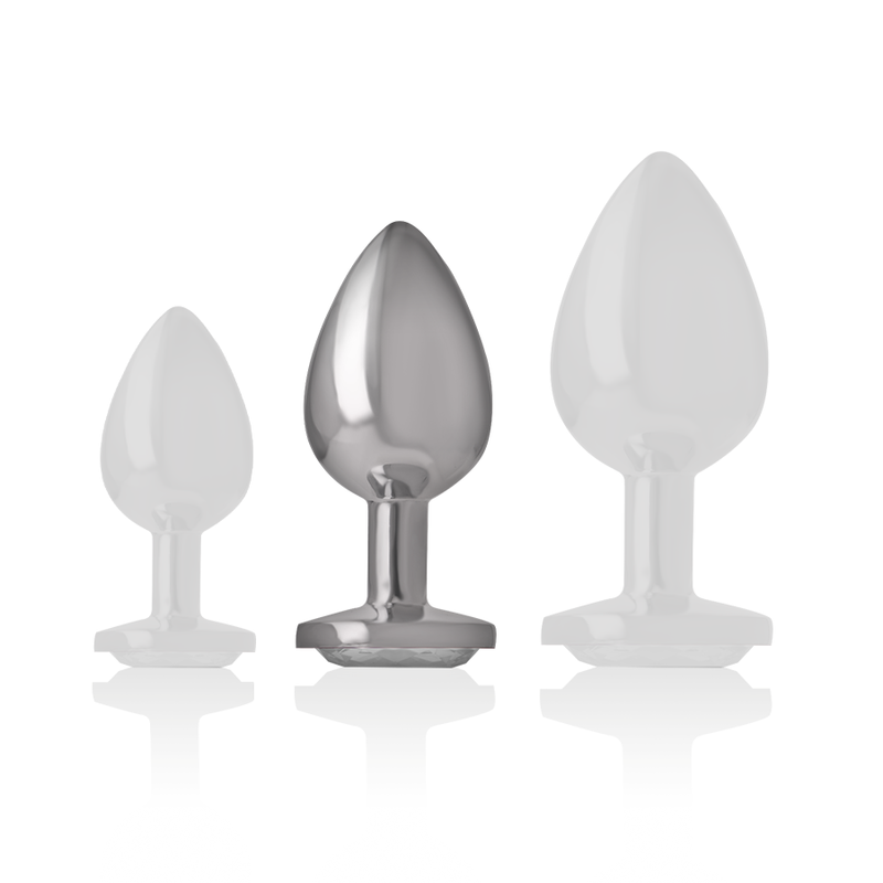 INTENSE - ALUMINUM METAL ANAL PLUG WHITE HEART SIZE M - Amore24