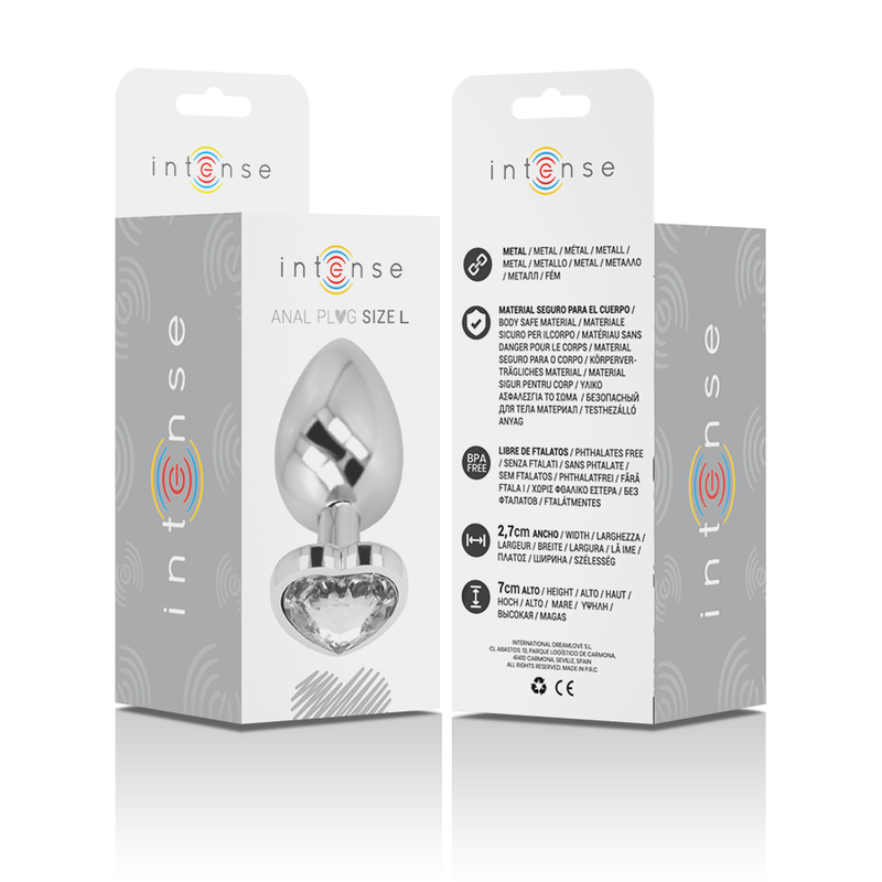 INTENSE - ANAL PLUG METAL ALUMINUM WHITE HEART SIZE L - Amore24