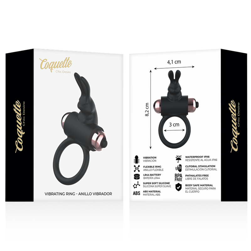 COQUETTE CHIC DESIRE - COCK RING WITH VIBRATOR BLACK/ GOLD - Amore24