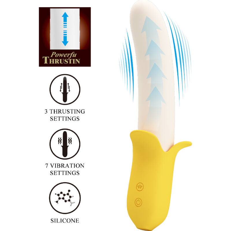 PRETTY LOVE - BANANA GEEK SUPER POWER 7 VIBRATIONS UP&DOWN SILICONE BLACK - Amore24