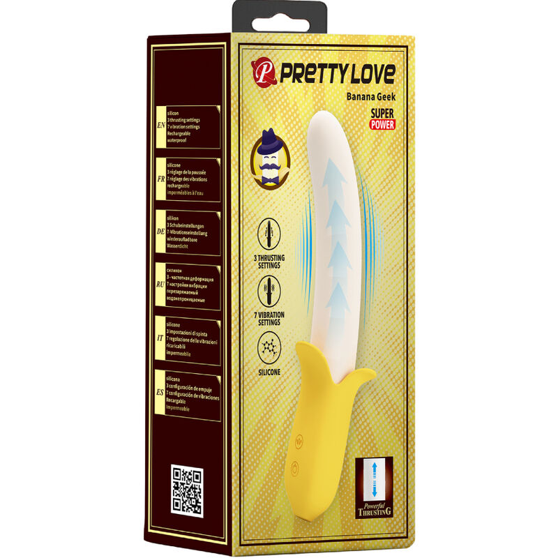 PRETTY LOVE - BANANA GEEK SUPER POWER 7 VIBRATIONS UP&DOWN SILICONE BLACK - Amore24