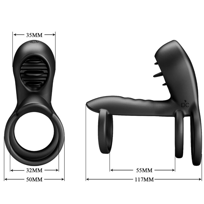PRETTY LOVE - JAMMY PENIS SHEATH 12 VIBRATIONS WITH RECHARGEABLE SILICONE TONGUE - Amore24