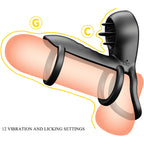 PRETTY LOVE - JAMMY PENIS SHEATH 12 VIBRATIONS WITH RECHARGEABLE SILICONE TONGUE - Amore24