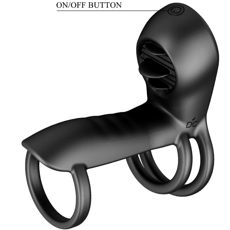PRETTY LOVE - JAMMY PENIS SHEATH 12 VIBRATIONS WITH RECHARGEABLE SILICONE TONGUE - Amore24