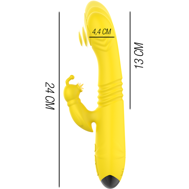 INTENSE - TOKY MULTIFUNCTION VIBRATOR UP & DOWN WITH CLITORAL STIMULATOR YELLOW - Amore24