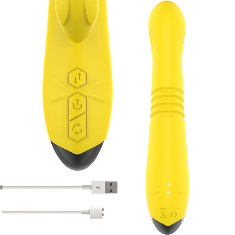 INTENSE - TOKY MULTIFUNCTION VIBRATOR UP & DOWN WITH CLITORAL STIMULATOR YELLOW - Amore24