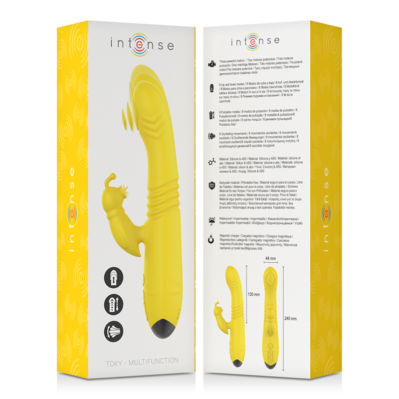 INTENSE - TOKY MULTIFUNCTION VIBRATOR UP & DOWN WITH CLITORAL STIMULATOR YELLOW - Amore24