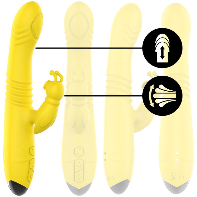 INTENSE - TOKY MULTIFUNCTION VIBRATOR UP & DOWN WITH CLITORAL STIMULATOR YELLOW - Amore24
