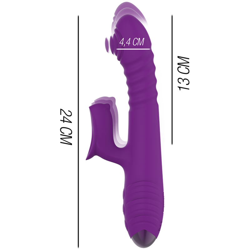 INTENSE - IGGY MULTIFUNCTION RECHARGEABLE VIBRATOR UP & DOWN WITH CLITORAL STIMULATOR PURPLE - Amore24