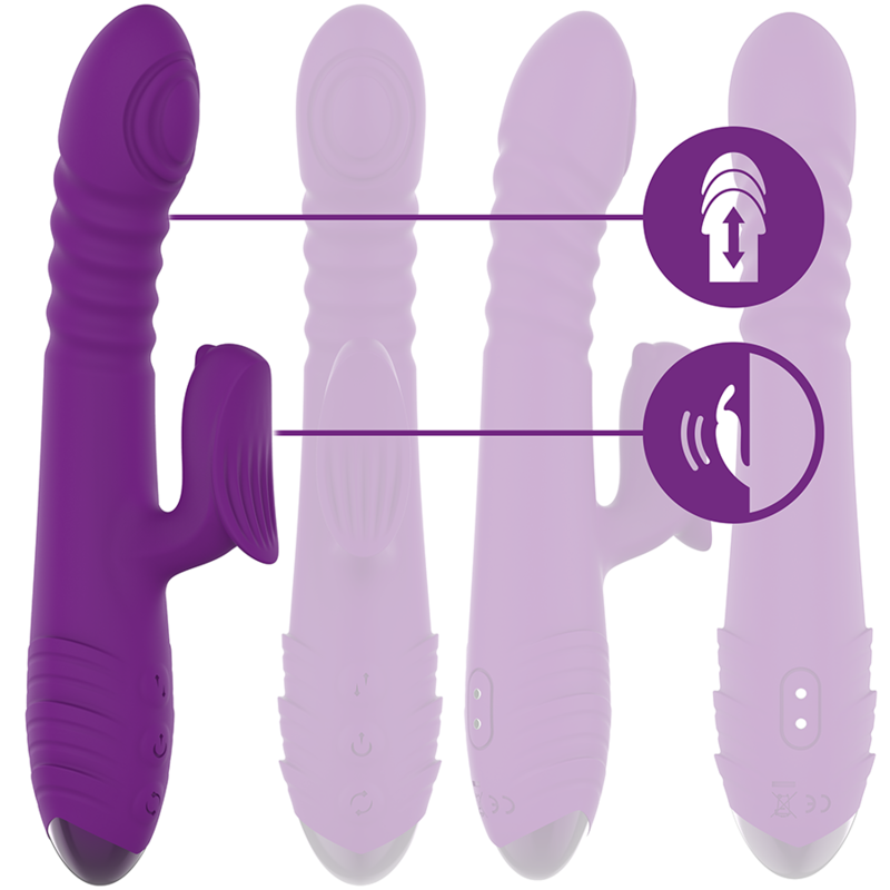 INTENSE - IGGY MULTIFUNCTION RECHARGEABLE VIBRATOR UP & DOWN WITH CLITORAL STIMULATOR PURPLE - Amore24
