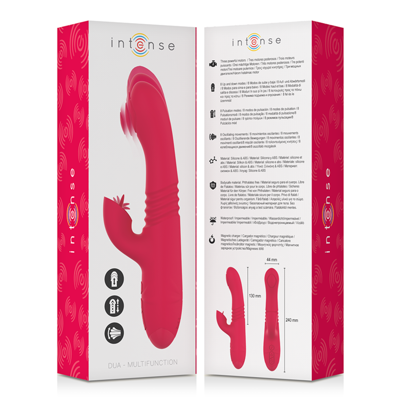 INTENSE - DUA MULTIFUNCTION RECHARGEABLE UP & DOWN VIBRATOR WITH RED TONGUE - Amore24