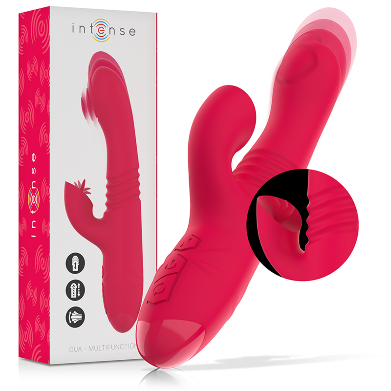 INTENSE - DUA MULTIFUNCTION RECHARGEABLE UP & DOWN VIBRATOR WITH RED TONGUE - Amore24