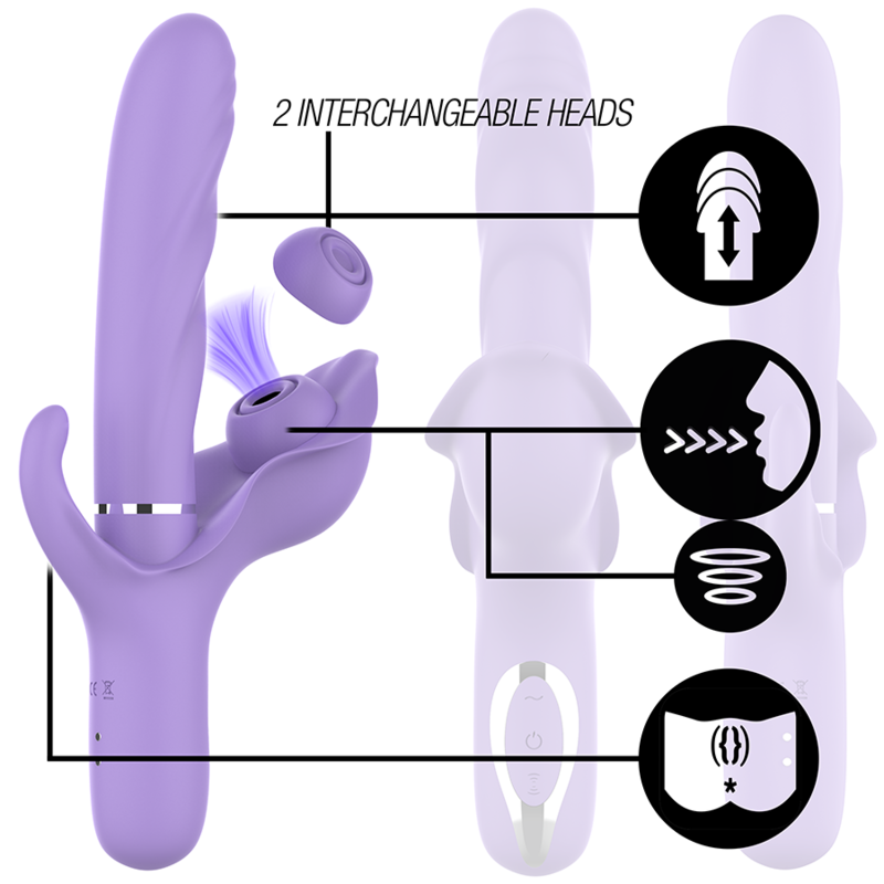 INTENSE - BILLIE MULTIFUNCTION RECHARGEABLE VIBRATOR SUCTION & PULSING PURPLE - Amore24