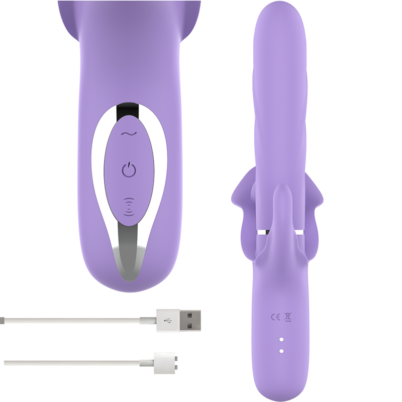 INTENSE - BILLIE MULTIFUNCTION RECHARGEABLE VIBRATOR SUCTION & PULSING PURPLE - Amore24