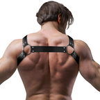 FETISH SUBMISSIVE ATTITUDE - ADJUSTABLE NEOPRENE CROSS-OVER CHEST BULLDOG HARNESS WITH ZIPPERS FOR MEN - Amore24