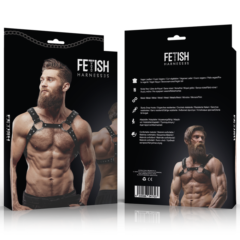 FETISH SUBMISSIVE ATTITUDE - MENS ECO-LEATHER CHEST HARNESS WITH STUDS - Amore24