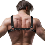 FETISH SUBMISSIVE ATTITUDE - MENS ADJUSTABLE ECO-LEATHER CROSS CHEST BULLDOG HARNESS - Amore24