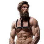 FETISH SUBMISSIVE ATTITUDE - ADJUSTABLE ECO-LEATHER CHEST HARNESS WITH NECKLACE FOR MEN - Amore24