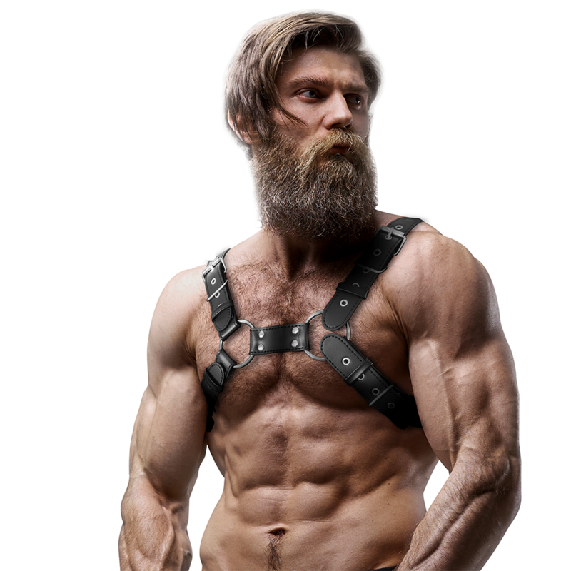 FETISH SUBMISSIVE ATTITUDE - MENS ADJUSTABLE ECO-LEATHER CHEST BULLDOG HARNESS - Amore24