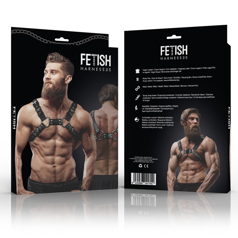 FETISH SUBMISSIVE ATTITUDE - MENS ADJUSTABLE ECO-LEATHER CHEST BULLDOG HARNESS - Amore24