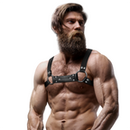 FETISH SUBMISSIVE ATTITUDE - MENS ECO-LEATHER BULLDOG CHEST HARNESS SIZE M/L - Amore24