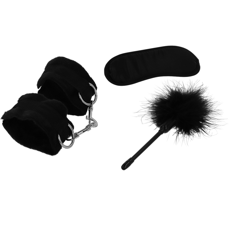 INTENSE - FETISH EROTIC PLAYSET 2 WITH HANDCUFFS, BLIND MASK AND TICKLER - Amore24
