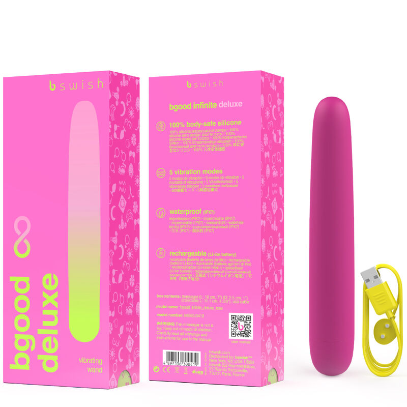 B SWISH - BGOOD INFINITE DELUXE RECHARGEABLE VIBRATOR PINK SILICONE - Amore24