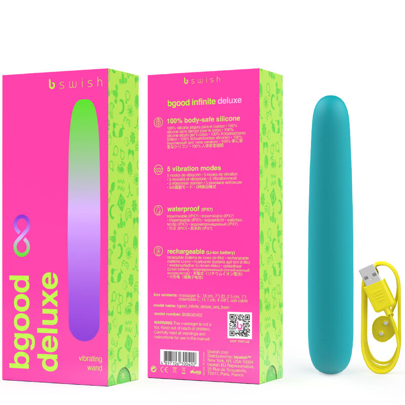 B SWISH - BGOOD INFINITE DELUXE RECHARGEABLE VIBRATOR BLUE SILICONE - Amore24