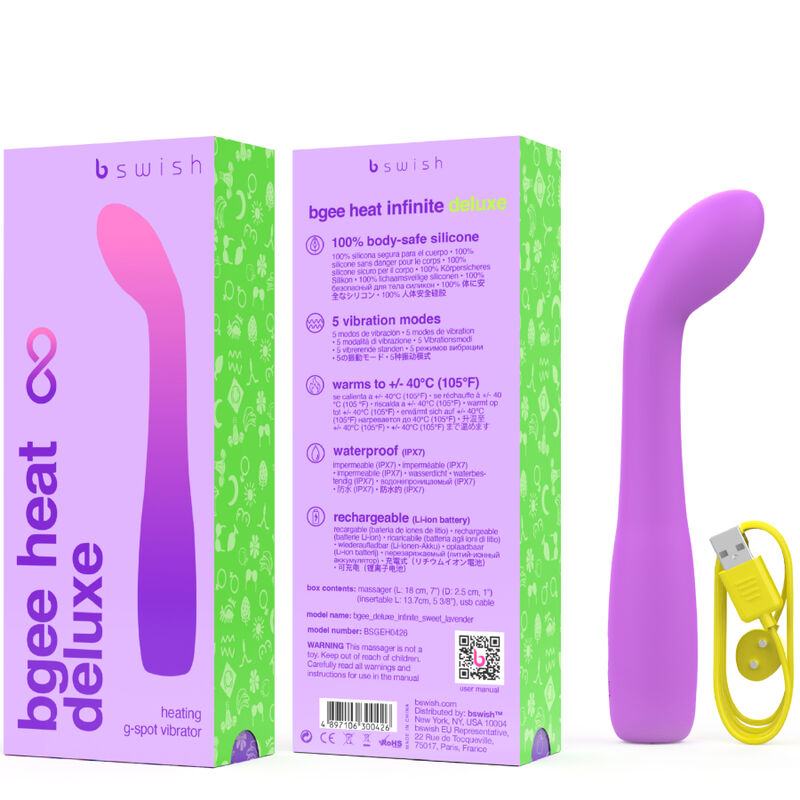 B SWISH - BGEE HEAT INFINITE DELUXE RECHARGEABLE VIBRATOR LAVENDER SILICONE - Amore24