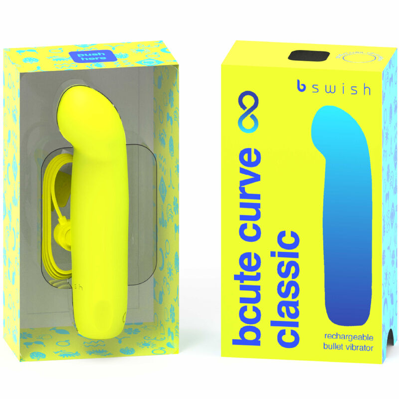 B SWISH - BCUTE CURVE INFINITE CLASSIC RECHARGEABLE SILICONE VIBRATOR YELLOW - Amore24