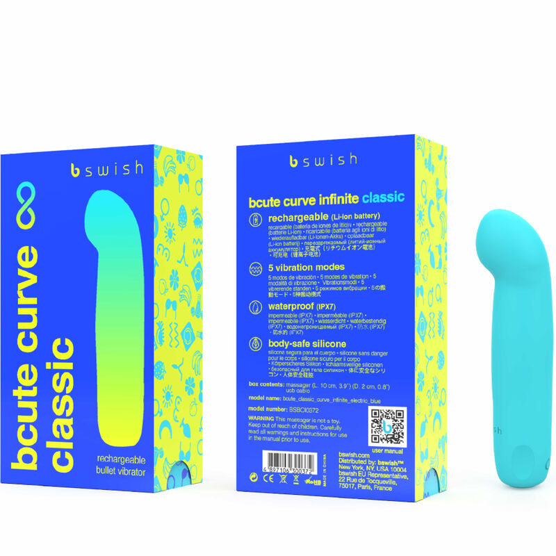 B SWISH - BCUTE CURVE INFINITE CLASSIC RECHARGEABLE VIBRATOR BLUE SILICONE - Amore24