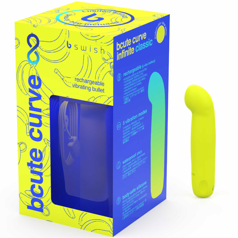 B SWISH - BCUTE CURVE INFINITE CLASSIC LIMITED EDITION RECHARGEABLE SILICONE VIBRATOR YELLOW - Amore24