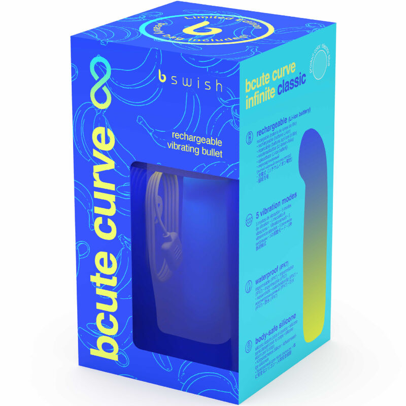 B SWISH - BCUTE CURVE INFINITE CLASSIC LIMITED EDITION BLUE SILICONE RECHARGEABLE VIBRATOR - Amore24