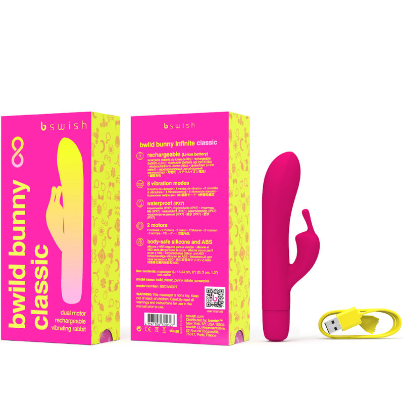 B SWISH - BWILD BUNNY INFINITE CLASSIC RECHARGEABLE VIBRATOR PINK SILICONE - Amore24