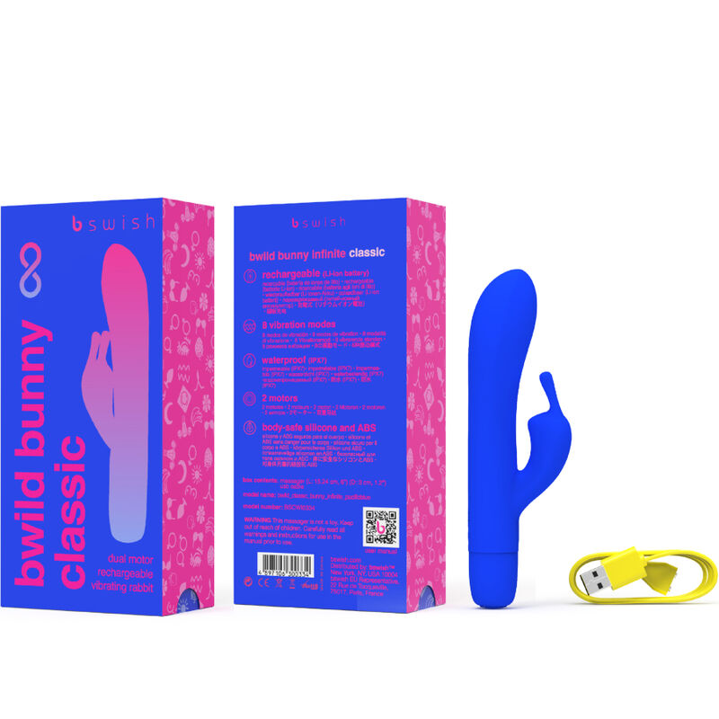 B SWISH - BWILD BUNNY INFINITE CLASSIC RECHARGEABLE VIBRATOR BLUE SILICONE - Amore24