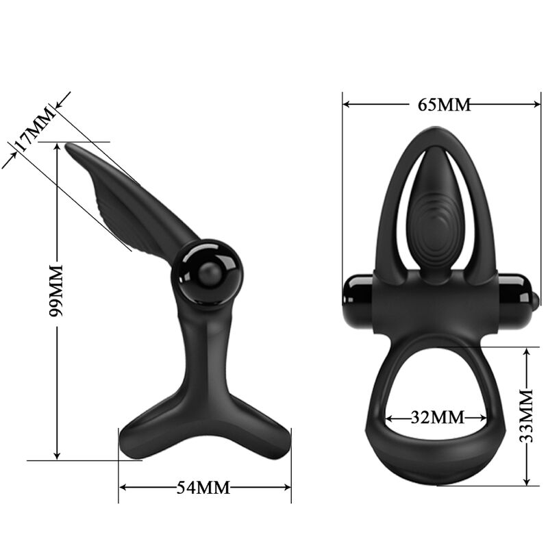 PRETTY LOVE - VIBRATING RING 10 VIBRATIONS BLACK SILICONE - Amore24