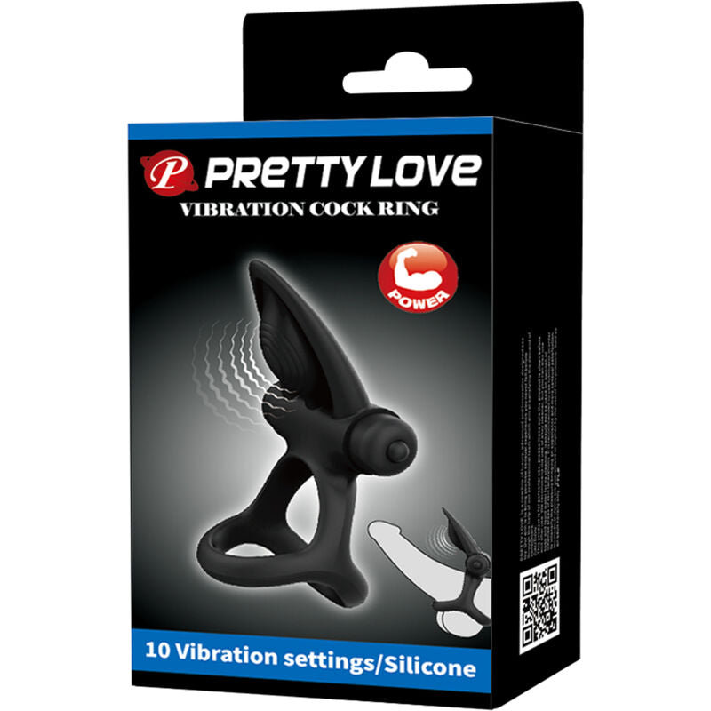 PRETTY LOVE - VIBRATING RING 10 VIBRATIONS BLACK SILICONE - Amore24