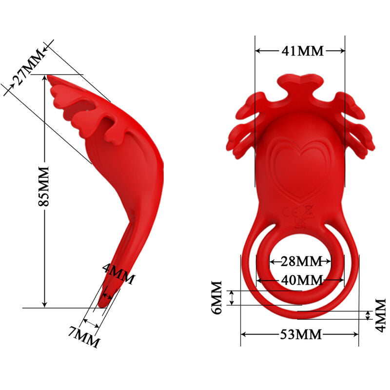 PRETTY LOVE - RUBEN VIBRATOR RING 7 VIBRATIONS SILICONE RED - Amore24