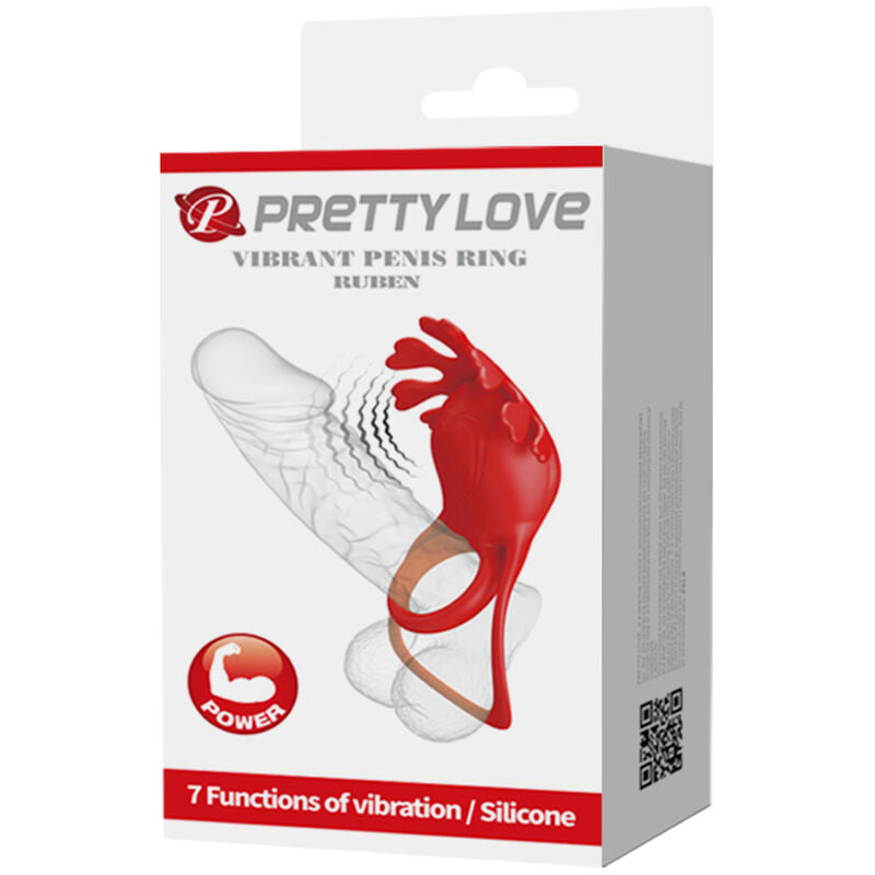 PRETTY LOVE - RUBEN VIBRATOR RING 7 VIBRATIONS SILICONE RED - Amore24