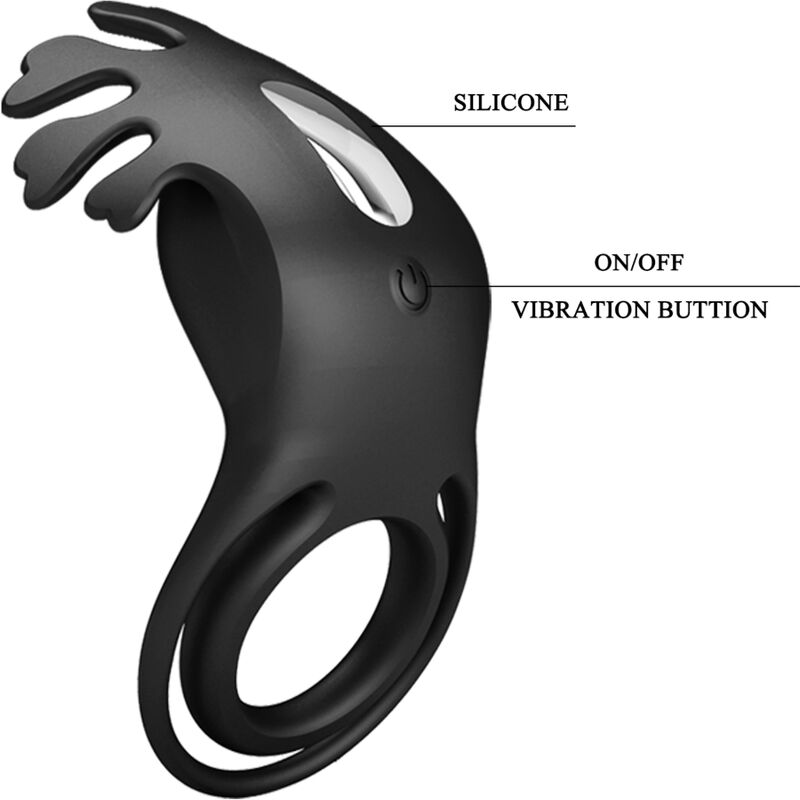 PRETTY LOVE - RUBEN VIBRATOR RING 7 VIBRATIONS BLACK SILICONE - Amore24
