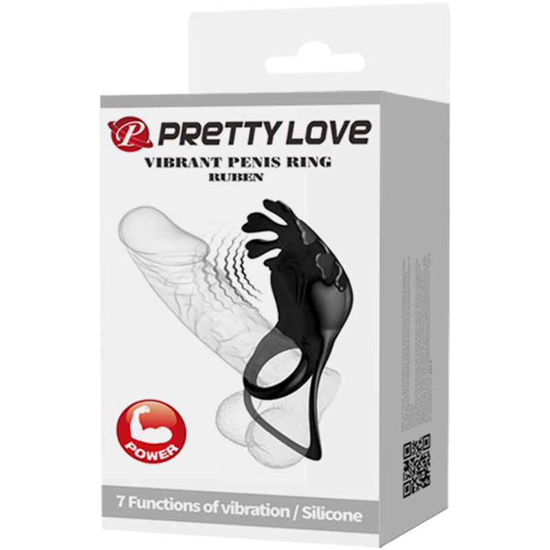 PRETTY LOVE - RUBEN VIBRATOR RING 7 VIBRATIONS BLACK SILICONE - Amore24