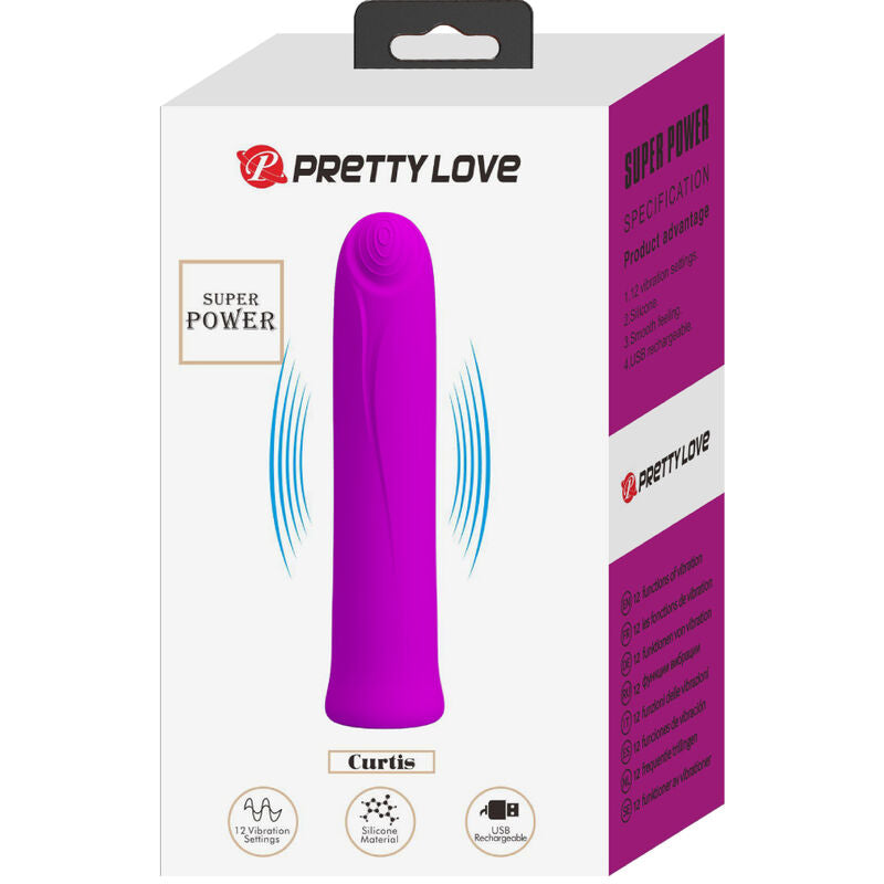 PRETTY LOVE - CURTIS MINI SUPER POWER VIBRATOR 12 VIOLET SILICONE VIBRATIONS - Amore24