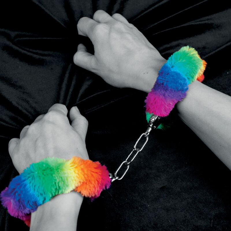 SPENCER & FLEETWOOD - RAINBOW LINED METAL HANDCUFFS - Amore24