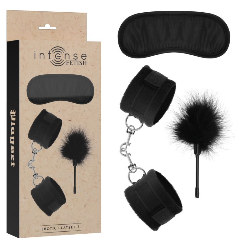 INTENSE - FETISH EROTIC PLAYSET 2 WITH HANDCUFFS, BLIND MASK AND TICKLER - Amore24