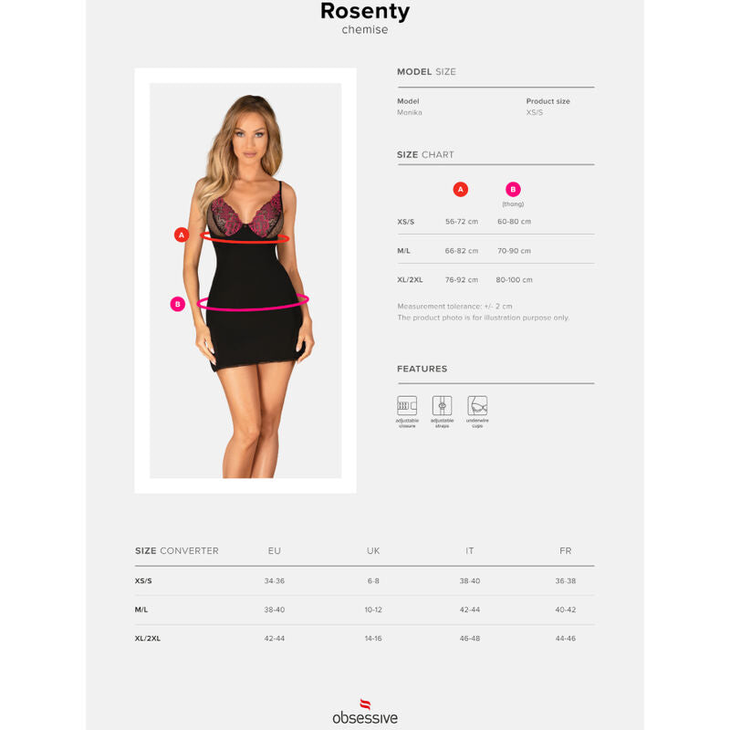 OBSESSIVE - ROSENTY CHEMISE & THONG XS/S - Amore24
