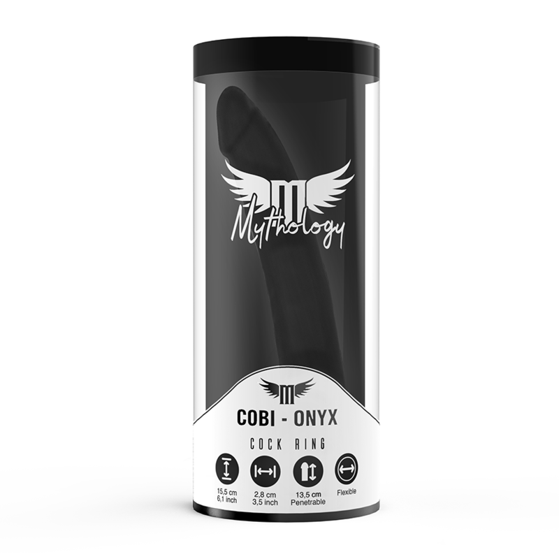 MYTHOLOGY - COBI ONYX ANAL DILDO WITH COCK AND TESTICLE RING 13 SILICONE CM - Amore24